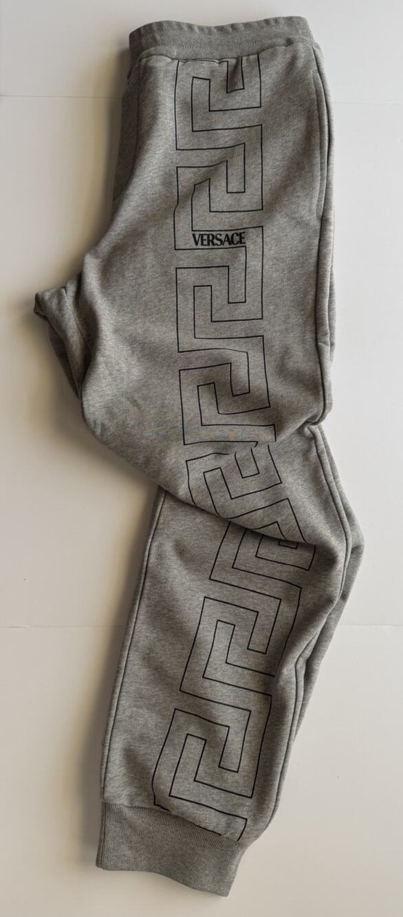 Versace Men's Greca Print Gray/Black Activewear Sweatpants Pants 4XL 1021362 NWT